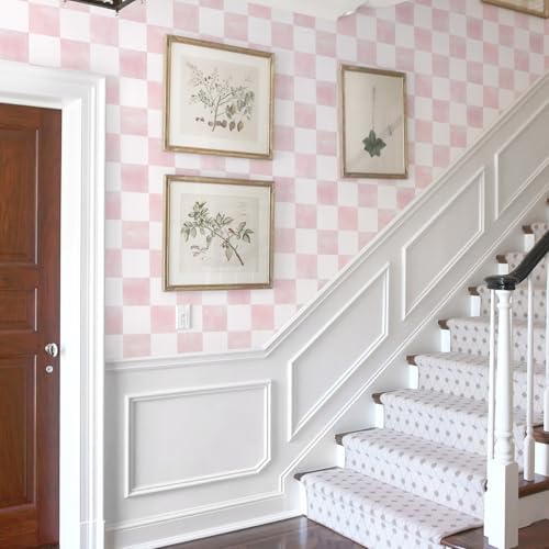Ismoon Modern Peel and Stick Wallpaper Pink Mosaic Checkered Contact Paper - Image 3