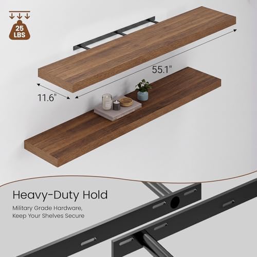 Heimlove 12 Inch Deep Floating Shelves, 55 x 12 inch Extra Long Floating Shelves - Image 3