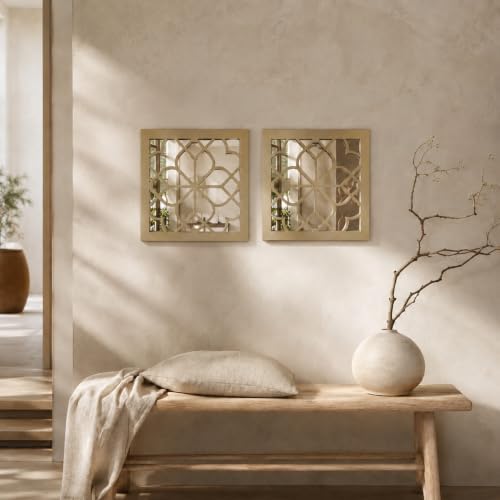 Set of 2 Boho Square Wall Mirrors - Image 3