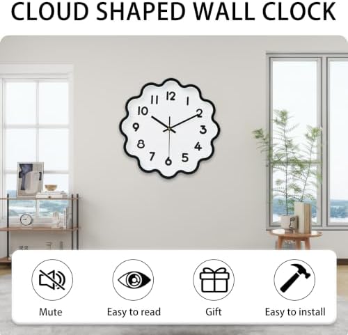 HZDHCLH Wall Clocks Battery Operated 12 Inch Cloud Shaped Wall Clock Silent Non - Image 3