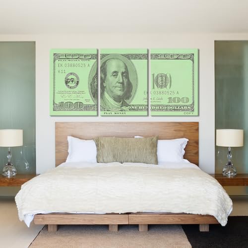 3pcs Motivational Office Wall Art, Money Wall Decor 100 Dollar Bill - Image 4