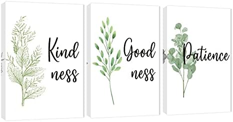 3 Piece Inspirational Wall Art, Quote "Kind Good Patience" Canvas Print by GUTTATYART