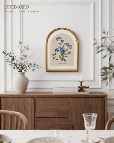 VIYYIEA Gold Arched Floral Wall Art, Vintage Botanical Flower Canvas Print - Image 2