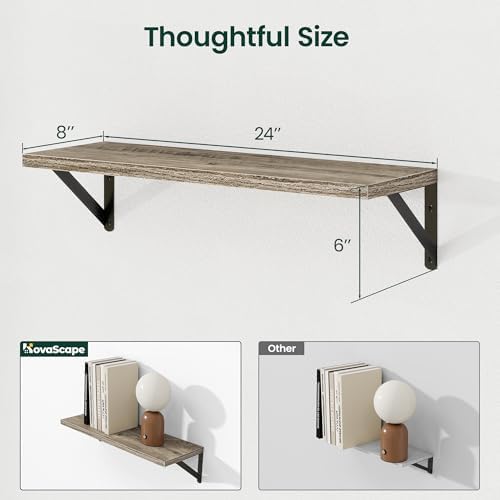 Floating Shelves, 8 Inch Deep Rustic Book Shelf - Image 2