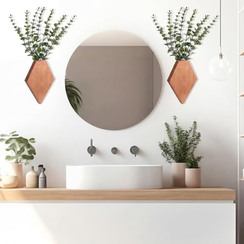 Chunful 2 Pcs Wooden Wall Planter Decor, Walnut Color, 7.1 x 4.7 x 1.2 Inches - Image 4