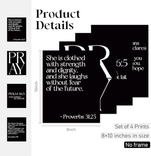 Locomiss Black Christian Modern Bible Jesus Scripture Wall Art Decor - Image 2