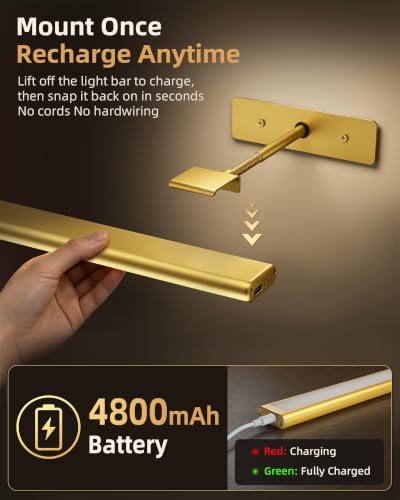 EZVALO Picture Light for Wall, 4800mAh Rechargeable Wireless Remote, 16‘’ - Image 3