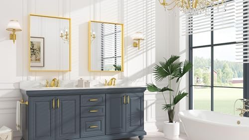 Keonjinn 24x32 Inch Gold Bathroom Mirror - Image 2