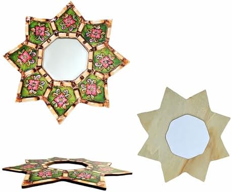 Starburst Decorative Wall Mirror Green Floral Boho Moroccan Wall Mirror - Image 2