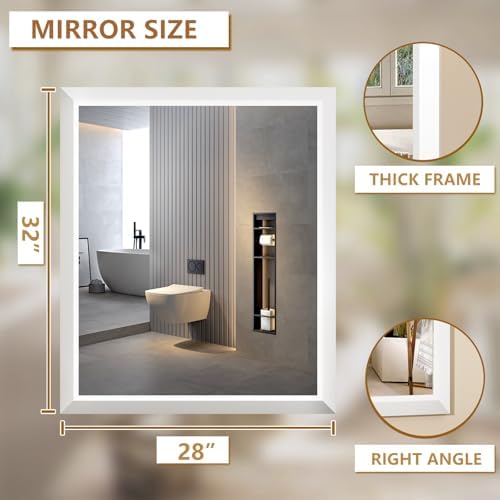 SMIROR 28x32 Matte White Bathroom Vanity Mirror - Image 2