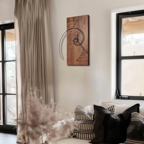 ACODE 14 Inches Fibonacci Curve Rectangular Wall Clock, Walnut Wall Clock - Image 6