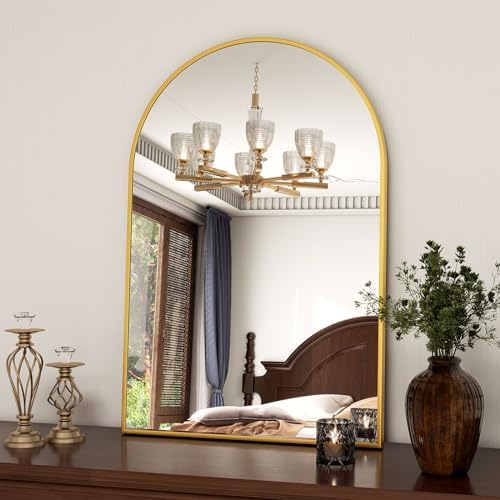 XRAMFY 16"x24" Gold Arched Bathroom Mirror - Image 2