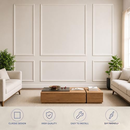 3 Set Peel and Stick Wall Molding Kit, Pre Cut Wainscoting Panels - Image 5