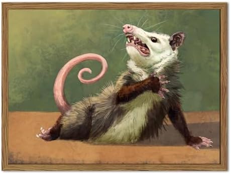 Funny Opossum Wall Art, Whimsical Possum Wall Decor Painting Cute Animal Poster by BringCharactertoYourWalls