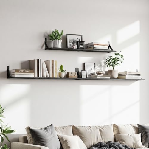 WOPITUES Long Wall Shelves 40″W x 8″D, Floating Book Shelves Max Load 65lbs - Image 5