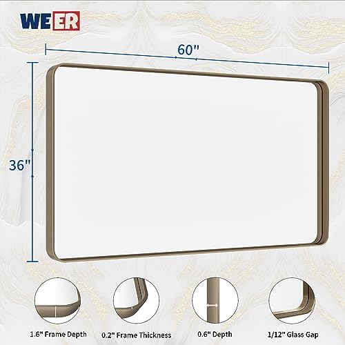 WEER Bronze Bathroom Vanity Mirror 60X36 Inch - Image 6