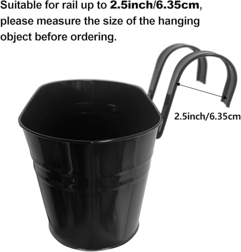 Hanging Planters, 10.6" Metal Railing Planters - Image 4