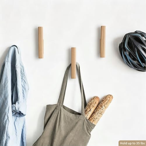 Wood Wall Hooks 4 Pack Coat Hooks Wall Mount, Towel Hooks - Image 6