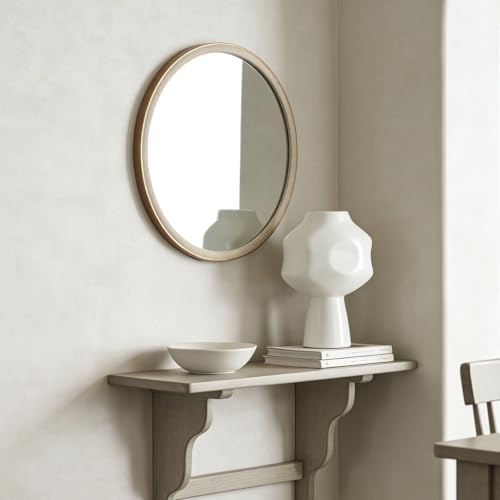 WallBeyond Round Mirror 28 Inch, Linen-Texture Circle Wall Mirror - Image 3