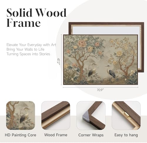 Extra Large Framed Neutral Chinoiserie Wall Art - Image 5