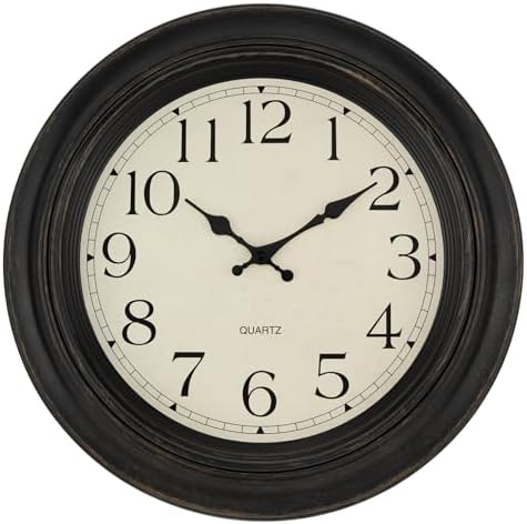 Foxtop Large Retro Wall Clock Silent Battery Operated Clock 18" Bronze by Foxtop