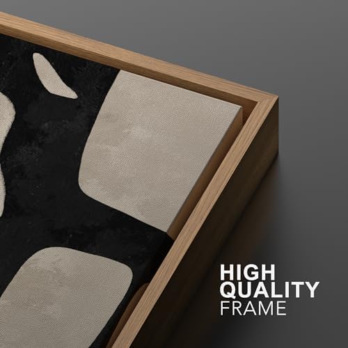MUDECOR Framed Canvas Print Wall Art Set Abstract Monochrome Shapes Nature - Image 5