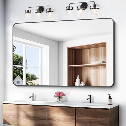 BONEWEI Black Bathroom Mirror, 60x40 inch Wall Mirror - Image 2