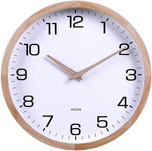 Kesin 12 Inches Wooden Round Silent Wall Clock White Wood Wall Clocks by Kesin