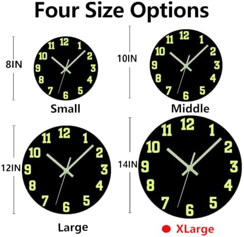 Glow in The Dark Wall Clock, 14 Inch Modern Black Wall Clocks - Image 4