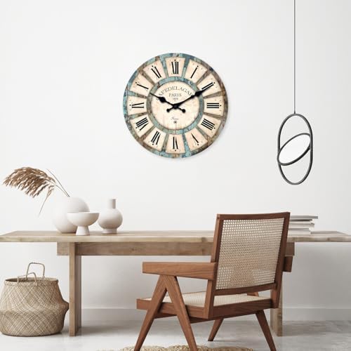 Farmhouse Wood Silent Wall Clocks Battery Operated 20 Inch - Image 2