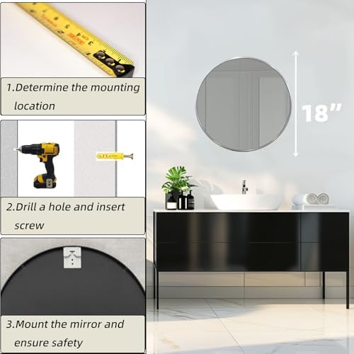 Round Bathroom Mirror, Circle Mirror, 1 Pack - Image 4