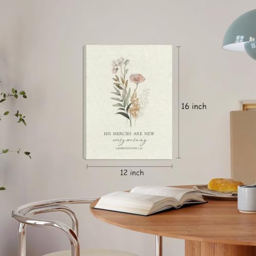 SEHSUVC Boho Christian Flowers Bible Verse Canvas Wall Art Set of 3 24x16in - Image 4