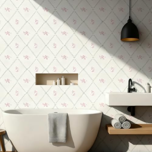 Hopepak Modern Peel and Stick Wallpaper Stripe Floral Wallpaper 17.3" x 78.7" - Image 7