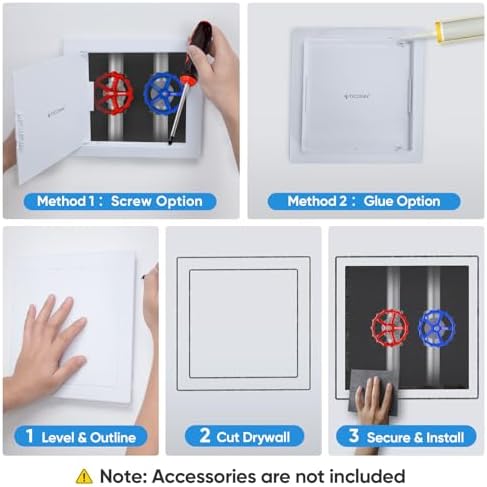 TICONN 10" x 10" Access Panel for Drywall, ABS Wall Hole Cover, Access Door - Image 6