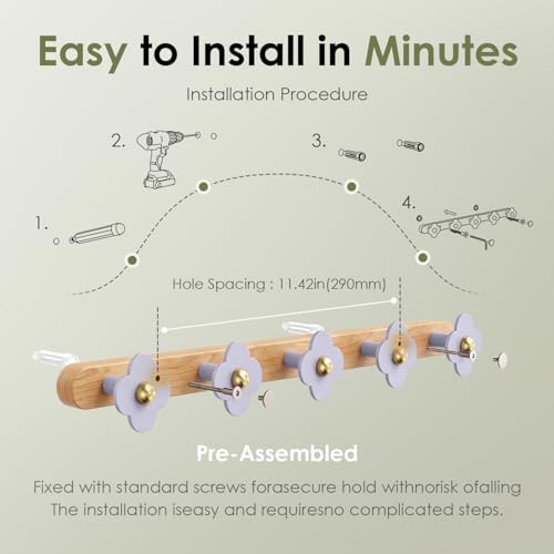 Tindbea Upgreded Heavy Duty Coat Rack Wall Mount - Image 5