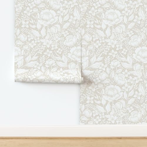 Spoonflower Neutral Victorian Peel and Stick Removable Wallpaper - Image 4