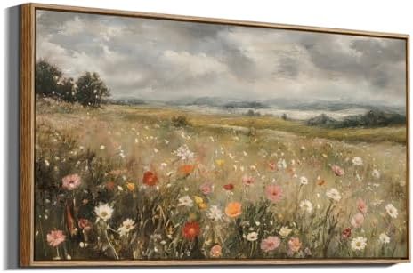 InSimSea Extra Large Framed Vintage Wall Art, Wildflower Field Art - Image 6