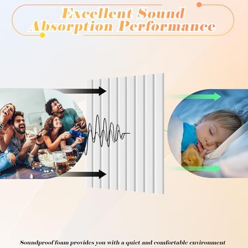 16" x 12" Acoustic Panels 12 Pack, Self-Adhesive 3D Wall Tiles White - Image 6