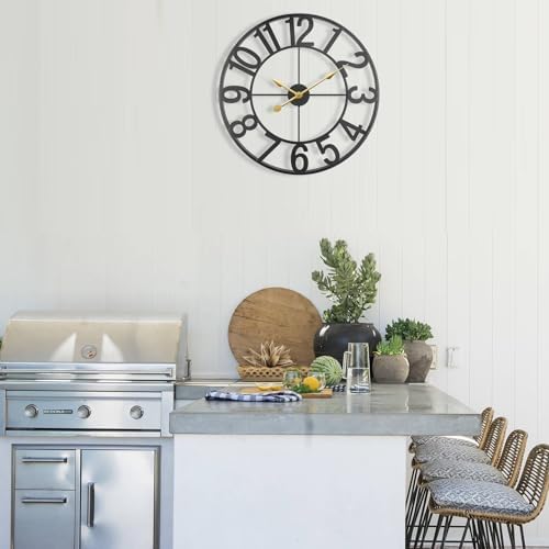 Large Outdoor Clock, Silent Non-Ticking Battery Operated Outdoor Wall Clock - Image 4