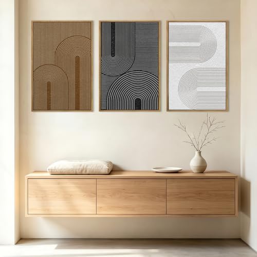 Extra Large Abstract Modern Wall Art Framed Dark Wall Painting Neutral Print - Image 2