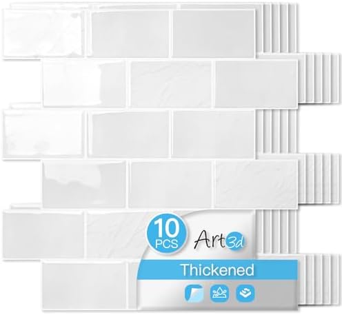 Art3d 10-Pack Subway Peel and Stick Backsplash, 12 x 12 Inch by Art3d