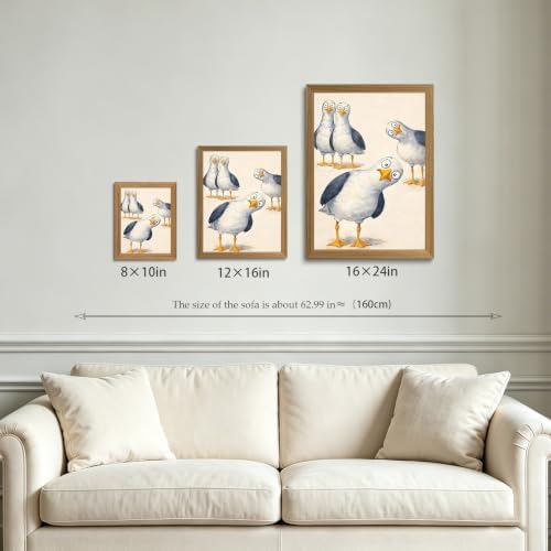 Framed Funny Seagull Wall Art Cute Bird Canvas Print Coastal Decor - Image 4