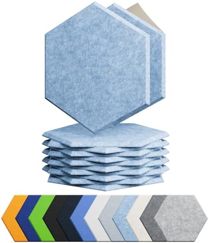 12 Pack Hexagon Acoustic Panels Self Adhesive Sound Proof Foam by Amantech