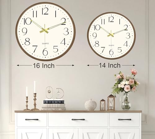2 Pack 14 Inch Wall Clock, Silent Analog Clock Battery Operated - Image 6