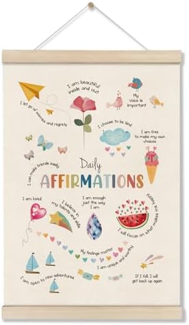 Daily Affirmations Wall Decor for Women Kids, Positive Posters Hanger Frame by DOI-LANEE