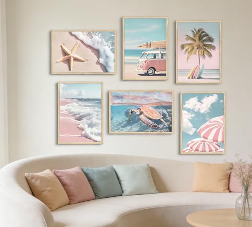 PeuYot Pink Beach Wall Art, Unframed Canvas Posters - Image 2