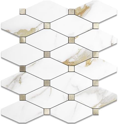 STICKGOO 1 Sheet Peel and Stick Backsplash, Calacatta Golden Stick on Aluminum by STICKGOO