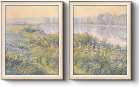 VIYYIEA Framed Impressionist River Meadow Flora Wall Art Set, 16×20 Inch by VIYYIEAART