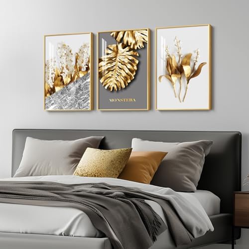 Framed Modern Luxury Gold Wall Art, 3 Piece 16x24 In - Image 2
