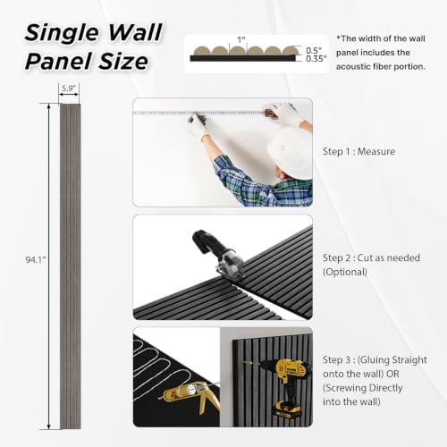 SMARTSTANDARD Wood Fluted Acoustic Wall Panels, Dark Walnut - Image 6